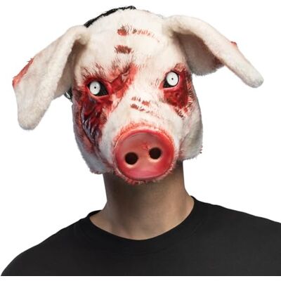 Boland Máscara de terror de cerdo ensangrentado para disfraces, de peluche para Halloween y Carnaval, de animal Boland Máscara de terror de cerdo ensangrentado para disfraces, de peluche para Halloween y Carnaval, de animal