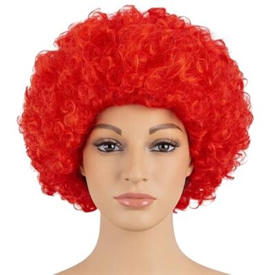 SHATCHI Pelucas afro rizadas con pelo hinchable para disfraz de fiesta, accesorio de discoteca, unisex, temática de los años 60, 70, 80, color rojo SHATCHI Pelucas afro rizadas con pelo hinchable para disfraz de fiesta, accesorio de discoteca, unisex, temática de los años 60, 70, 80, color rojo