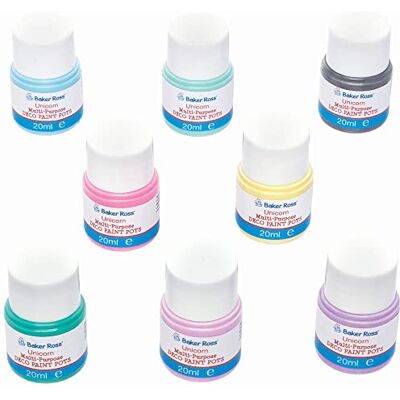 Baker Ross Macetas de Pintura en Colores de Unicornio Paquete de 8, Pintura para Niños () Baker Ross Macetas de Pintura en Colores de Unicornio Paquete de 8, Pintura para Niños ()
