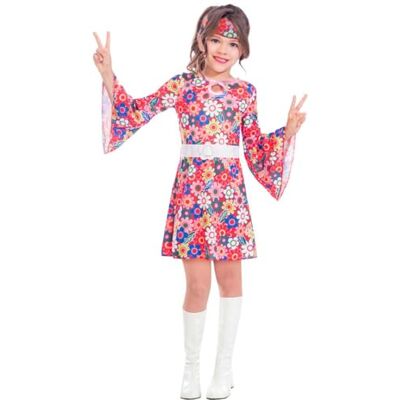 amscan Vestido con cinturón y diadema a juego, diseño floral, color rosa amscan Vestido con cinturón y diadema a juego, diseño floral, color rosa