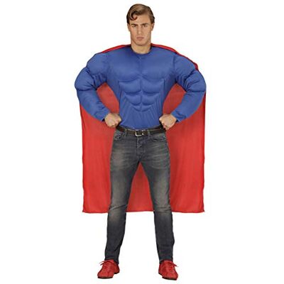 W WIDMANN MILANO Party Fashion Disfraz de superhéroe musculoso, camiseta de tirantes con capa, superhéroe, carnaval W WIDMANN MILANO Party Fashion Disfraz de superhéroe musculoso, camiseta de tirantes con capa, superhéroe, carnaval