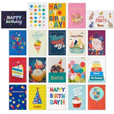Hallmark Surtido de tarjetas de cumpleaños (20 tarjetas con sobres, caja organizadora de tarjetas de recambio) Hallmark Surtido de tarjetas de cumpleaños (20 tarjetas con sobres, caja organizadora de tarjetas de recambio)