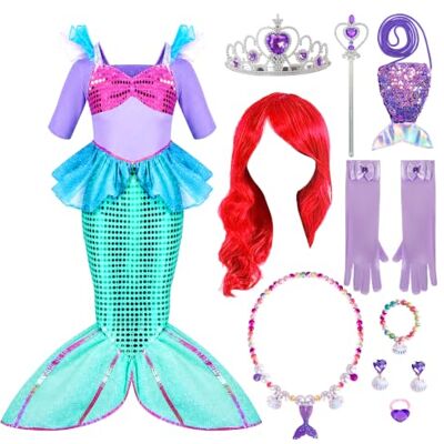 Spooktacular Creations Disfraz de Sirena con Peluca Roja y Diadema Spooktacular Creations Disfraz de Sirena con Peluca Roja y Diadema