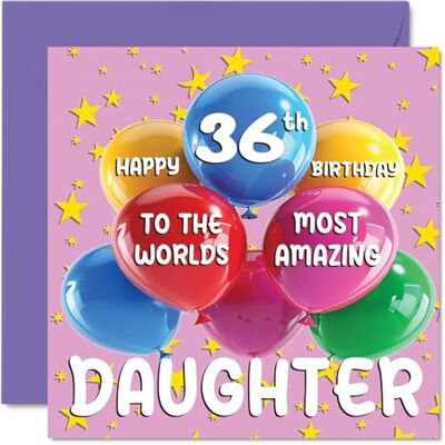 Stuff4 Tarjeta de cumpleaños número 36 para hija – La hija más increíble del mundo – Tarjeta de feliz cumpleaños 36 para hija de mamá papá, 145 mm x 145 mm, 36 años de edad 36 y 36 tarjetas de felicitación Stuff4 Tarjeta de cumpleaños número 36 para hija – La hija más increíble del mundo – Tarjeta de feliz cumpleaños 36 para hija de mamá papá, 145 mm x 145 mm, 36 años de edad 36 y 36 tarjetas de felicitación