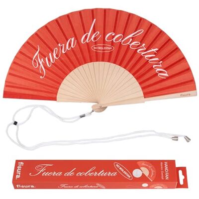 Fisura – Abanico original con mensaje “fuera de cobertura” Abanico de madera moderno y colorido. Ventilador de mano rojo. Colgador incluido. Medidas: 42,5 x 23 cm Fisura – Abanico original con mensaje “fuera de cobertura” Abanico de madera moderno y colorido. Ventilador de mano rojo. Colgador incluido. Medidas: 42,5 x 23 cm