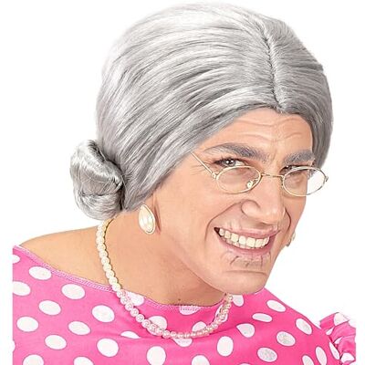 W WIDMANN MILANO Party Fashion Peluca Abuela, gris, pelo sintético, moño, recogido, abuelita, abuela W WIDMANN MILANO Party Fashion Peluca Abuela, gris, pelo sintético, moño, recogido, abuelita, abuela