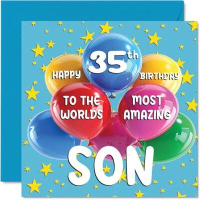 Stuff4 Tarjeta de cumpleaños número 35 para hijo – World's Most Amazing Son – Tarjeta de feliz cumpleaños 35 para hijo de mamá papá, 145 mm x 145 mm, 35 años de edad 35 y 35 tarjetas de felicitación para Stuff4 Tarjeta de cumpleaños número 35 para hijo – World's Most Amazing Son – Tarjeta de feliz cumpleaños 35 para hijo de mamá papá, 145 mm x 145 mm, 35 años de edad 35 y 35 tarjetas de felicitación para