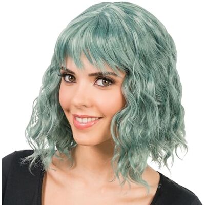 Chaks Peluca bob para mujer con flequillo, ondulada, 35 cm, para cosplay Chaks Peluca bob para mujer con flequillo, ondulada, 35 cm, para cosplay