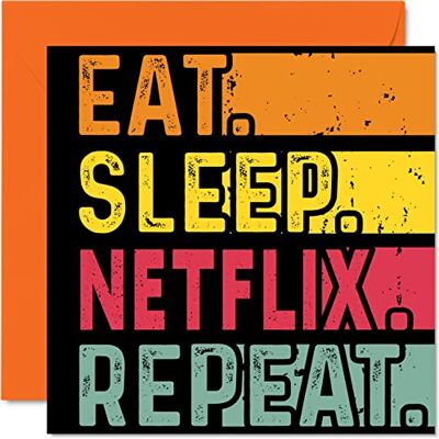 Stuff4 Tarjeta cumpleaños divertida ella él – Comer, dormir, NF, Repeat – Tarjetas felicitación cumpleaños amantes película TV, 145 mm x 145 mm tarjetas felicitación cumpleaños todas ocasiones, niños adultos Stuff4 Tarjeta cumpleaños divertida ella él – Comer, dormir, NF, Repeat – Tarjetas felicitación cumpleaños amantes película TV, 145 mm x 145 mm tarjetas felicitación cumpleaños todas ocasiones, niños adultos