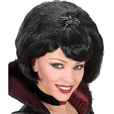 W WIDMANN MILANO Party Fashion Peluca de viuda negra con araña, pelo sintético, peinados cortos, peluca corta de señora, Halloween W WIDMANN MILANO Party Fashion Peluca de viuda negra con araña, pelo sintético, peinados cortos, peluca corta de señora, Halloween