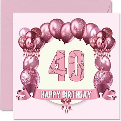Stuff4 Divertidas tarjetas de cumpleaños número 40 para mujer, globos de cumpleaños, tarjeta para papá, mamá, hermano, hermana, abuelo, abuela, tío y tía, tarjetas de felicitación de 145 mm, tarjeta de 40 Stuff4 Divertidas tarjetas de cumpleaños número 40 para mujer, globos de cumpleaños, tarjeta para papá, mamá, hermano, hermana, abuelo, abuela, tío y tía, tarjetas de felicitación de 145 mm, tarjeta de 40