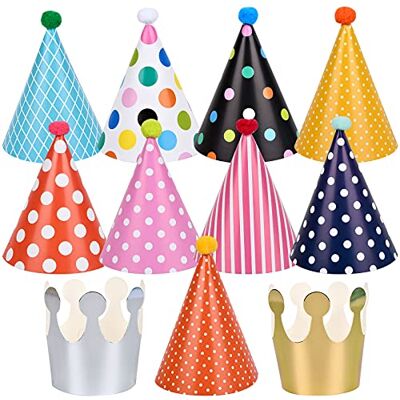 Chstarina 11 Piezas Gorros de Fiesta, Sombrero de Fiesta de Cumpleaños con Pompones, Sombrero del Corona, Decoración de Fiesta Colorida, Sombrero del Partido para los Cabritos y Adultos Chstarina 11 Piezas Gorros de Fiesta, Sombrero de Fiesta de Cumpleaños con Pompones, Sombrero del Corona, Decoración de Fiesta Colorida, Sombrero del Partido para los Cabritos y Adultos