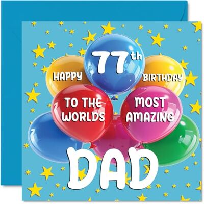 Stuff4 Tarjeta de cumpleaños número 77 para papá – World's Most Amazing Dad – Tarjeta de feliz 77 cumpleaños para papá de parte de hijo e hija, 145 mm x 145 mm, 77 años, 77 años setenta y siete tarjetas de Stuff4 Tarjeta de cumpleaños número 77 para papá – World's Most Amazing Dad – Tarjeta de feliz 77 cumpleaños para papá de parte de hijo e hija, 145 mm x 145 mm, 77 años, 77 años setenta y siete tarjetas de