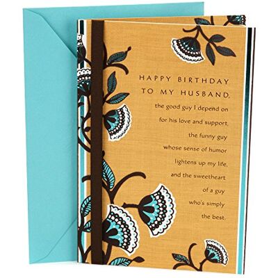 Hallmark Tarjeta de cumpleaños para marido (marrón y azul floral) Hallmark Tarjeta de cumpleaños para marido (marrón y azul floral)