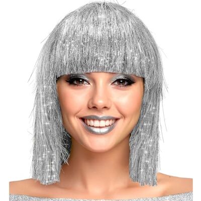 W WIDMANN MILANO Party Fashion Peluca bob con flequillo, pelo brillante para mujer, accesorio de disfraz para carnaval y fiestas W WIDMANN MILANO Party Fashion Peluca bob con flequillo, pelo brillante para mujer, accesorio de disfraz para carnaval y fiestas
