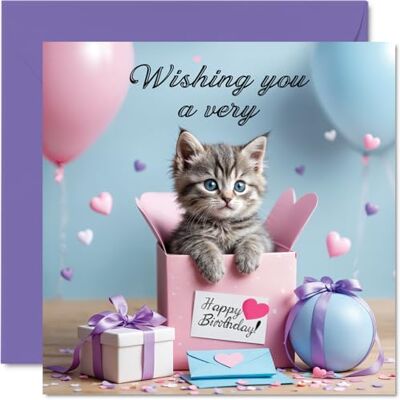 Stuff4 Tarjeta de cumpleaños familiar, regalo de gato Tarjeta de felicitación de cumpleaños para familiares de amigos de colegas, 145 mm, diseño de gato Stuff4 Tarjeta de cumpleaños familiar, regalo de gato Tarjeta de felicitación de cumpleaños para familiares de amigos de colegas, 145 mm, diseño de gato