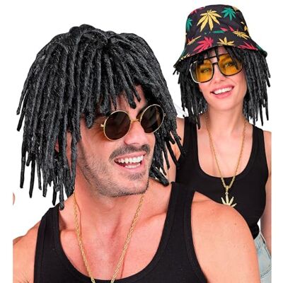 W WIDMANN MILANO Party Fashion Peluca rasta jamaicana, rastas negras, accesorio para disfraces de carnaval y fiestas W WIDMANN MILANO Party Fashion Peluca rasta jamaicana, rastas negras, accesorio para disfraces de carnaval y fiestas