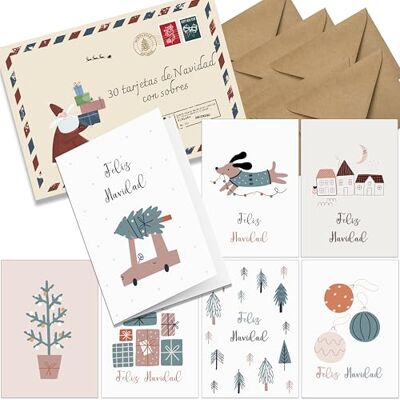 Panda Tarjetas de Navidad con sobre set de 30 En español A6 tarjetas plegables tarjetas de felicitación de Navidad Panda Tarjetas de Navidad con sobre set de 30 En español A6 tarjetas plegables tarjetas de felicitación de Navidad