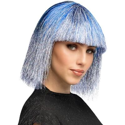 Boland Peluca Crazy, corte bob con flequillo y purpurina, pelo sintético para carnaval y cosplay, accesorios para disfraces de carnaval Boland Peluca Crazy, corte bob con flequillo y purpurina, pelo sintético para carnaval y cosplay, accesorios para disfraces de carnaval