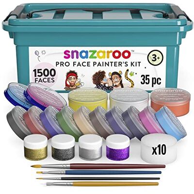Snazaroo Pintura facial y corporal, kit profesional de 35 piezas Snazaroo Pintura facial y corporal, kit profesional de 35 piezas