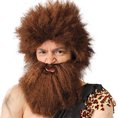 FIESTAS GUIRCA Peluca Cavernícola con Barba (Talla Única) Accesorio de Disfraz para Hombre Adulto Ideal para Fiestas de Trogloditas, Halloween y Carnaval Estilo Prehistórico Marrón FIESTAS GUIRCA Peluca Cavernícola con Barba (Talla Única) Accesorio de Disfraz para Hombre Adulto Ideal para Fiestas de Trogloditas, Halloween y Carnaval Estilo Prehistórico Marrón