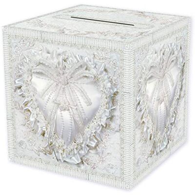 Beistle Caja de tarjetas de papel duradera para suministros de fiesta de boda, 12 x 12 pulgadas (paquete de 1), color blanco Beistle Caja de tarjetas de papel duradera para suministros de fiesta de boda, 12 x 12 pulgadas (paquete de 1), color blanco