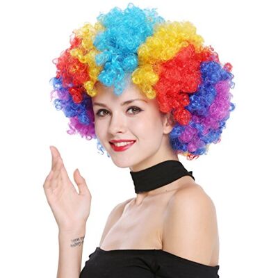 WIG ME UP - PW0011 Peluca Afro Gigantesca XXL Carnaval Halloween, Colores del Arco Iris, años 70 Hippie, Disco, Payaso bufón WIG ME UP - PW0011 Peluca Afro Gigantesca XXL Carnaval Halloween, Colores del Arco Iris, años 70 Hippie, Disco, Payaso bufón