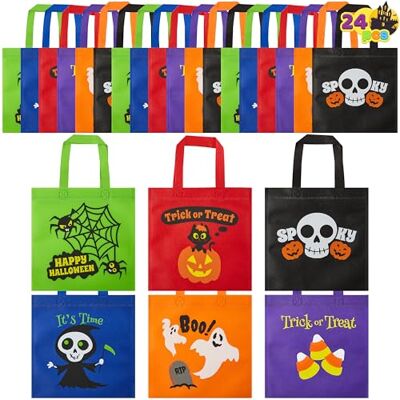 JOYIN 24 Halloween Trick or Treat Bolsas de mano no tejidas coloridas con asas para camiones o dulces Bolsas de regalo para regalos de fiesta JOYIN 24 Halloween Trick or Treat Bolsas de mano no tejidas coloridas con asas para camiones o dulces Bolsas de regalo para regalos de fiesta