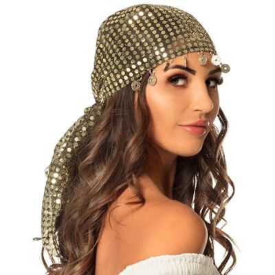 Boland 00 Pañuelo para la cabeza de bailarina del vientre, bandana con lentejuelas y monedas, adivina, pirata lady, disfraz, carnaval, fiesta temática Boland 00 Pañuelo para la cabeza de bailarina del vientre, bandana con lentejuelas y monedas, adivina, pirata lady, disfraz, carnaval, fiesta temática