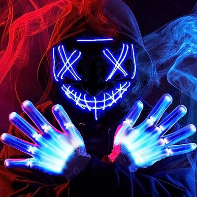 JOYIN Halloween Led Scary Máscara y Guantes con 3 Modos de Iluminación para Halloween Cosplay Disfraz y Suministros para Fiestas JOYIN Halloween Led Scary Máscara y Guantes con 3 Modos de Iluminación para Halloween Cosplay Disfraz y Suministros para Fiestas