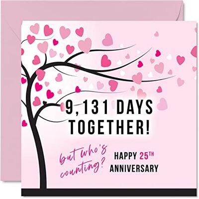 Stuff4 Divertida tarjeta de aniversario de plata para esposa o marido – 9131 días juntos – I Love You Gifts Happy 25 aniversario de boda para pareja, tarjetas de felicitación de 145 mm x 145 mm para Stuff4 Divertida tarjeta de aniversario de plata para esposa o marido – 9131 días juntos – I Love You Gifts Happy 25 aniversario de boda para pareja, tarjetas de felicitación de 145 mm x 145 mm para