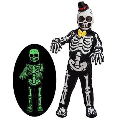 Spooktacular Creations Spooky Skelebones Deluxe Skeleton Kids Toddler Costume Set con efecto que brilla en la oscuridad en el cráneo para la fiesta de disfraces de Halloween Spooktacular Creations Spooky Skelebones Deluxe Skeleton Kids Toddler Costume Set con efecto que brilla en la oscuridad en el cráneo para la fiesta de disfraces de Halloween