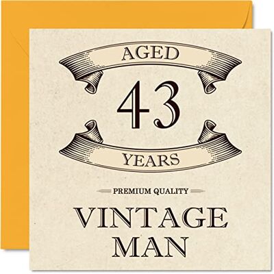 Stuff4 Tarjetas de cumpleaños vintage de 43 años para hombres, 43 años, divertida tarjeta de cumpleaños para colega, papá, marido, novio, tío, hermano, amigo, tarjetas de felicitación de 145 mm x 145 mm, Stuff4 Tarjetas de cumpleaños vintage de 43 años para hombres, 43 años, divertida tarjeta de cumpleaños para colega, papá, marido, novio, tío, hermano, amigo, tarjetas de felicitación de 145 mm x 145 mm,