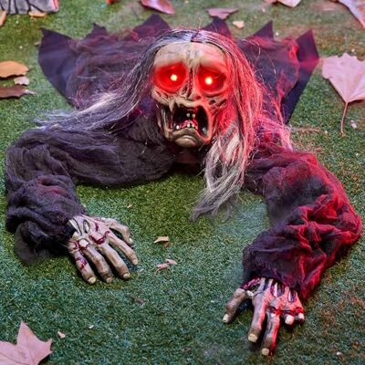 JOYIN Halloween Zombie Groundbreaker con Ojos iluminados y Sonido Aterrador para Halloween Patio al Aire Libre Decoración de césped JOYIN Halloween Zombie Groundbreaker con Ojos iluminados y Sonido Aterrador para Halloween Patio al Aire Libre Decoración de césped