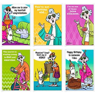 Hallmark Shoebox Tarjetas divertidas Maxine, paquete de 6 (cumpleaños Hallmark Shoebox Tarjetas divertidas Maxine, paquete de 6 (cumpleaños