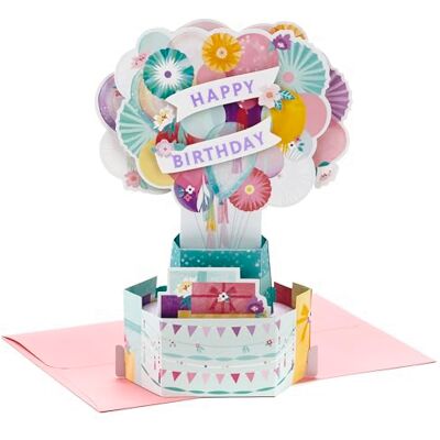 Hallmark Paper Wonder Tarjeta de cumpleaños desplegable para mujer (globos de flores) Hallmark Paper Wonder Tarjeta de cumpleaños desplegable para mujer (globos de flores)