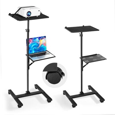 VEVOR Soporte Proyector Suelo Portátil, Altura Ajustable desde 860 a 1360 mm, con 2 Bandejas de Carga 5 kg, 360° Rotación, Compatible con Portátiles y Micrófonos, para Casa Oficina Escenario Reuniones VEVOR Soporte Proyector Suelo Portátil, Altura Ajustable desde 860 a 1360 mm, con 2 Bandejas de Carga 5 kg, 360° Rotación, Compatible con Portátiles y Micrófonos, para Casa Oficina Escenario Reuniones
