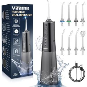 Vimmk Irrigador bucal inalámbrico limpiador dental eléctrico, Dental Water Flosser 5 modos y 8 boquillas USB-C recargable agua Flosser IPX7 resistente al agua, tanque de agua de 300 ml, limpiador de Vimmk Irrigador bucal inalámbrico limpiador dental eléctrico, Dental Water Flosser 5 modos y 8 boquillas USB-C recargable agua Flosser IPX7 resistente al agua, tanque de agua de 300 ml, limpiador de