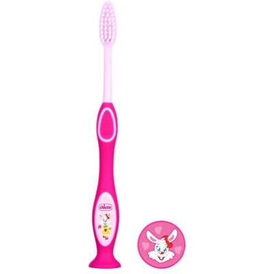 Chicco Cepillo dental con cerdas extra finas para niños de 3-6 años, color rosa Chicco Cepillo dental con cerdas extra finas para niños de 3-6 años, color rosa