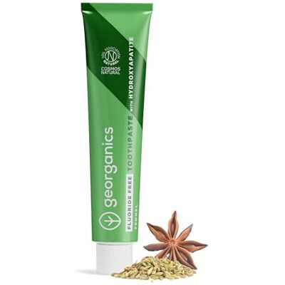 Georganics Pasta de dientes de hinojo natural, 75 ml, sin menta, sin flúor con hidroxiapatita para el cuidado del esmalte, vegana y sin plástico Georganics Pasta de dientes de hinojo natural, 75 ml, sin menta, sin flúor con hidroxiapatita para el cuidado del esmalte, vegana y sin plástico