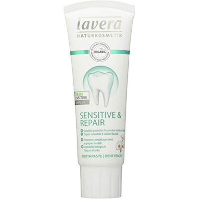 lavera Pasta De Dientes Sensible Y Reparación ∙ Vegano ✔ Pasta Dentífrica biológico ✔ Cosméticos naturales 100% certificados ✔ 4 Recipientes de 75 ml Total: 300 ml lavera Pasta De Dientes Sensible Y Reparación ∙ Vegano ✔ Pasta Dentífrica biológico ✔ Cosméticos naturales 100% certificados ✔ 4 Recipientes de 75 ml Total: 300 ml