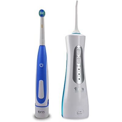 TM Electron TMBH027KITB Kit de irrigador bucal portátil con batería de litio recargable por USB y cepillo eléctrico, color azul TM Electron TMBH027KITB Kit de irrigador bucal portátil con batería de litio recargable por USB y cepillo eléctrico, color azul