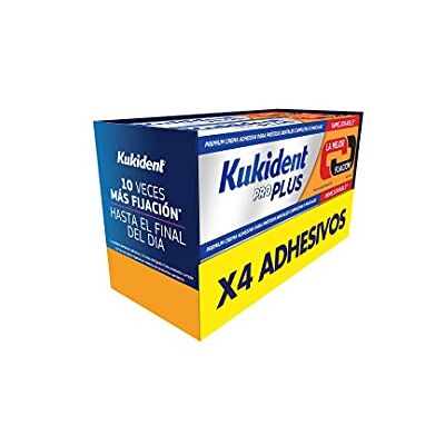 Kukident Pro Plus Crema Fijadora para Prótesis Dental (Pack 4 x 40 gr), Doble Acción Kukident Pro Plus Crema Fijadora para Prótesis Dental (Pack 4 x 40 gr), Doble Acción