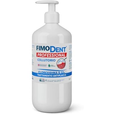 Fimodent enjuague bucal Clorhexidina 0,12% con SPDD (Sistema de protección de discromia dental) y agradable sabor a menta Tratamiento antiplaca y antibacteriano prolongado 1000mL con dosificador Fimodent enjuague bucal Clorhexidina 0,12% con SPDD (Sistema de protección de discromia dental) y agradable sabor a menta Tratamiento antiplaca y antibacteriano prolongado 1000mL con dosificador
