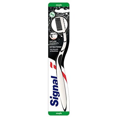 Signal Cepillo de dientes X12 flexible, Nature Elements, flexible antibacteriano con infusión de carbón, higiene bucal (paquete de 12) Signal Cepillo de dientes X12 flexible, Nature Elements, flexible antibacteriano con infusión de carbón, higiene bucal (paquete de 12)