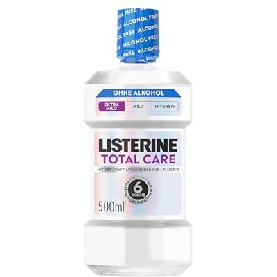 Listerine Total Care Extra Mild Enjuague bucal extra suave sin alcohol, sin alcohol, con aceites esenciales y fluoruro, efecto 6 en 1 con protección contra caries y reducción de placa, sabor extra Listerine Total Care Extra Mild Enjuague bucal extra suave sin alcohol, sin alcohol, con aceites esenciales y fluoruro, efecto 6 en 1 con protección contra caries y reducción de placa, sabor extra
