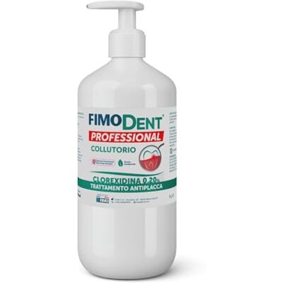Fimodent enjuague bucal Clorhexidina 0,20% con SPDD (Sistema de protección de discromia dental) y agradable sabor a menta Tratamiento antiplaca y antibacteriano prolongado 1000mL con dosificador Fimodent enjuague bucal Clorhexidina 0,20% con SPDD (Sistema de protección de discromia dental) y agradable sabor a menta Tratamiento antiplaca y antibacteriano prolongado 1000mL con dosificador