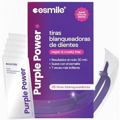 Esmile Tiras Blanqueadoras Dientes Morado – 21 Tratamientos Aclaramiento Instantáneo Sin Peróxido Neutraliza el Amarillo e ilumina la Sonrisa (28) Esmile Tiras Blanqueadoras Dientes Morado – 21 Tratamientos Aclaramiento Instantáneo Sin Peróxido Neutraliza el Amarillo e ilumina la Sonrisa (28)