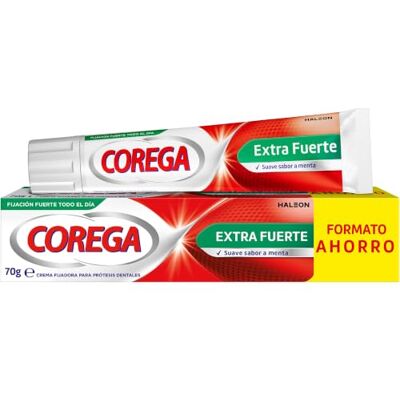 Corega Menta Crema Fijadora Prótesis Dentales Extra Fuerte, 70 g Corega Menta Crema Fijadora Prótesis Dentales Extra Fuerte, 70 g