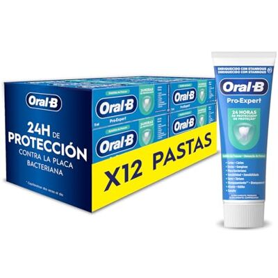 Oral-B Pasta de Dientes Pro-Expert Aliento Fresco, Pack Ahorro 12x75 ml, Combate El Mal Aliento, Dentífrico Antiplaca, Frescor Duradero, Sabor a Hierbabuena Suave Oral-B Pasta de Dientes Pro-Expert Aliento Fresco, Pack Ahorro 12x75 ml, Combate El Mal Aliento, Dentífrico Antiplaca, Frescor Duradero, Sabor a Hierbabuena Suave